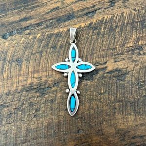 Authentic Sterling silver turquoise cross from Mexico